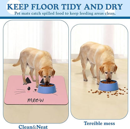 Pink Cat Meow Dog Food Mat–Christmas Stocking Absorbent Quick Dry Feeding - Image 5