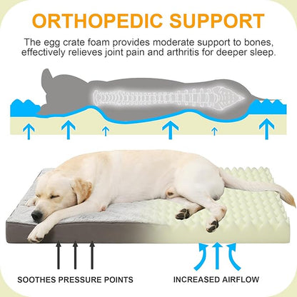 KSIIA Orthopedic Dog Bed, Waterproof, 41 x 27 Inch, Deluxe Plush, Removable - Image 2