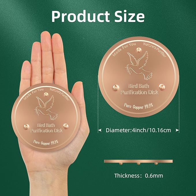 Copper Disk for birdbath, Dogs & Cats Water Feeder, 99.9% Pure Copper Disk - Image 2