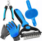 5-in-1 Pet Grooming Kit: Deshedding Rake, Nail Clipper, Grooming Gloves & by NVNAN