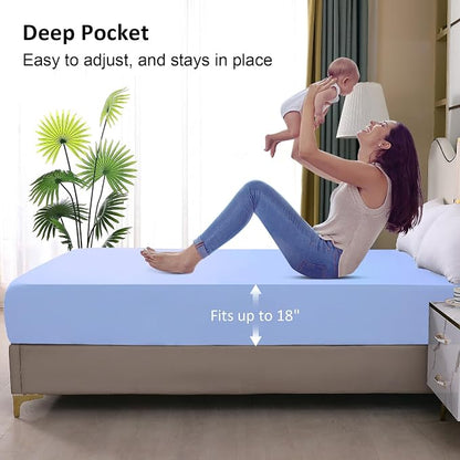 Waterproof Mattress Protector King, Fitted Sheet Style Breathable Mattress Cover - Image 4