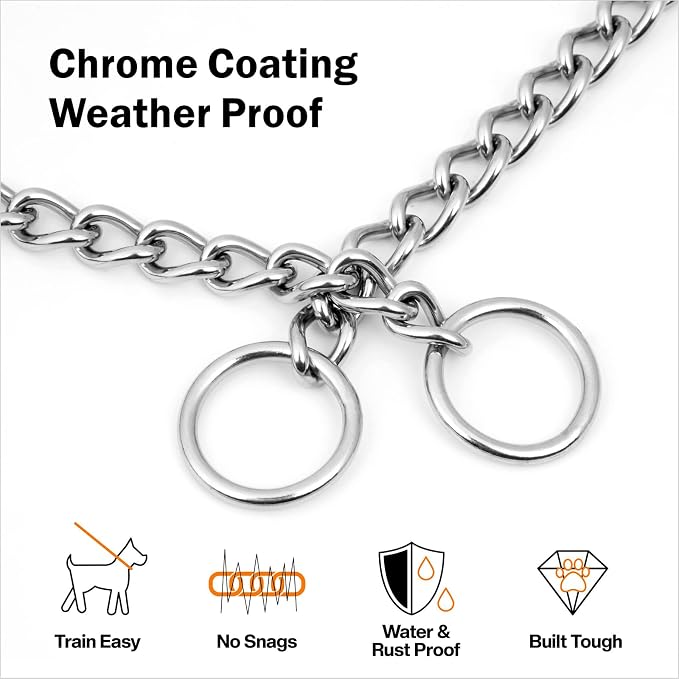 TagME Chain Choke Collar for Dogs, Adjustable Weather Proof Necklace for Medium - Image 2