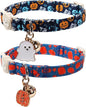 Halloween Cat Collar-2Pack Autumn Pumpkin Kitten Collars-Funny Halloween Ghost by UPURARAPUP
