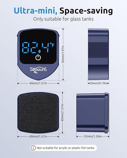 Aquarium Magnetic Cleaner with Thermometer, Fish Aquariums Mini Magnet Brush - Image 3