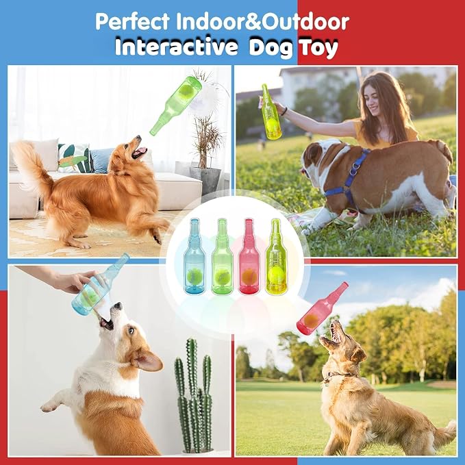 Cute Tough Dog Toy Rubber Bottle Squeaky Dogs Chew Toy Long Lasting Interactive - Image 2