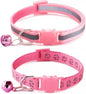 Pink Breakaway Cat Collar with Bells, Break Away Kitten Collar with Bells by YOUALSO