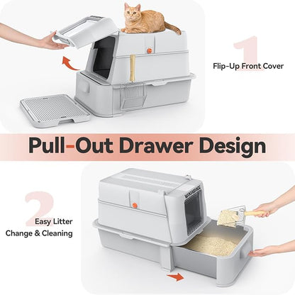 Enclosed Stainless Steel Cat Litter Box - Image 2