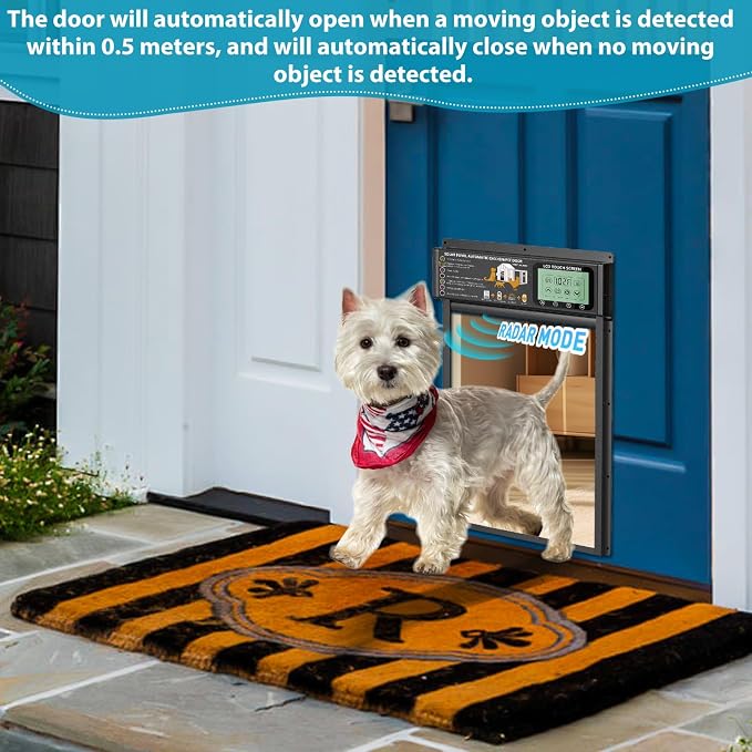 Automatic Pet Door, Dog Door Radar, Timer & Light Sensor Modes, Solar & USB - Image 3