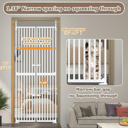 71" High Extra Tall Cat Gate, 34-36 Inch Tall Pet Gates, Auto Close Kitten - Image 3