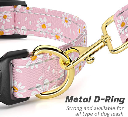 Reflective Dog Collar for Medium Dogs, Cute Daisy Theme Adjustable Heavy-Duty - Image 5