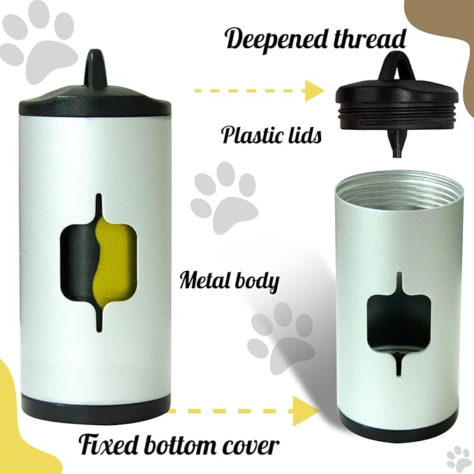 Metal Dog Poop Bag Holder w/Leash Clip|Durable Scratch-Resistant Aluminum|135 - Image 2