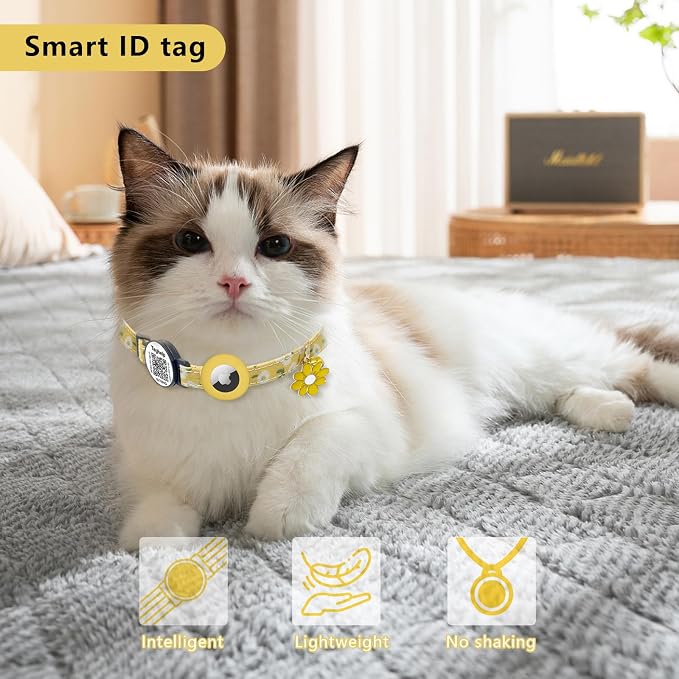 3-Pack, Double Protection Cat Collar: QR Code ID & Airtag Holder! Breakaway - Image 3