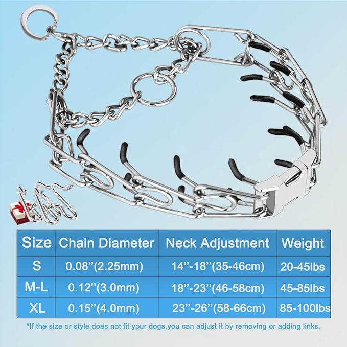 Prong Collar for Dogs, Adjustable Size Dog Training Collar Dog Pinch Collar - Image 3