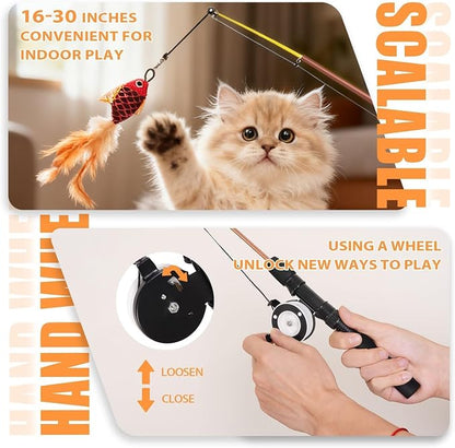 Cat Toys Interactive for Indoor Cats Wand Retractable Fishing Pole - Image 4