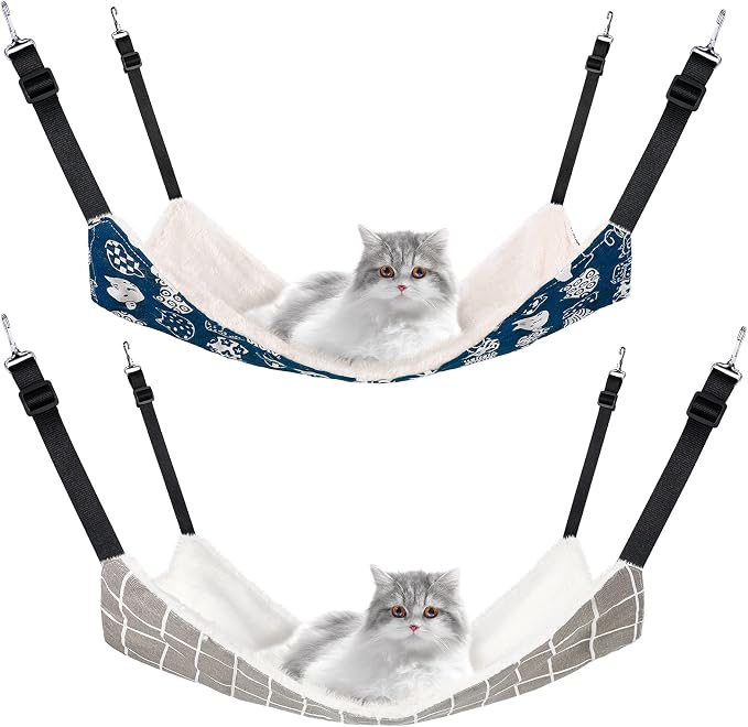 2 Pieces Reversible Cat Hanging Hammock Soft Breathable Pet Cage Hammock by Jetec