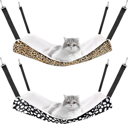 Jetec 2 Pack Cat Hammock for Cage, Catio Accessories Reversible Soft Cats Bed by Jetec