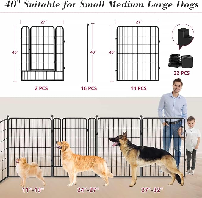 Dog Playpen Outdoor 40 inch 16 Panels Indoor Dog Pen - Image 3