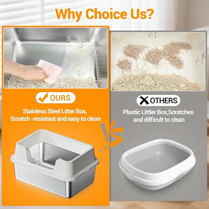 Stainless Steel Litter Box, XL Enclosed Cat Litter Boxes - Image 4