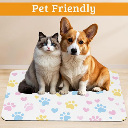 Dog Bowl Mat, Colorful Dog Paws Pet Feeding Mat - Image 2