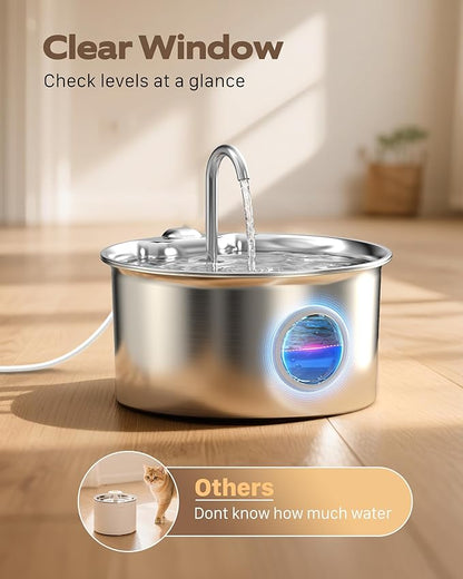Stainless Steel Cat Water Fountain: Cat Fountain - 88oz/2.6L Pet Water Fountain - Image 5
