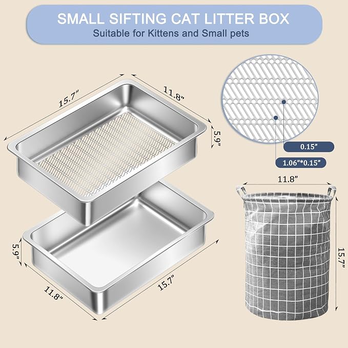 Teheao Stainless Steel Sifting Cat Litter Box - Image 5