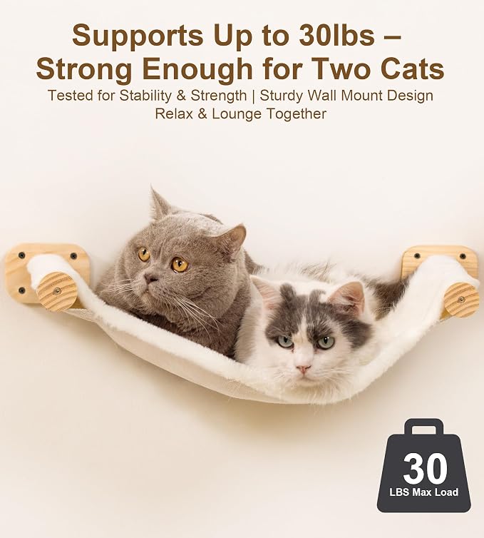 Cat Wall Shelves with 1 Floating Fabric Hammock, 2 Ladders with 4 Steps Each & - Image 6