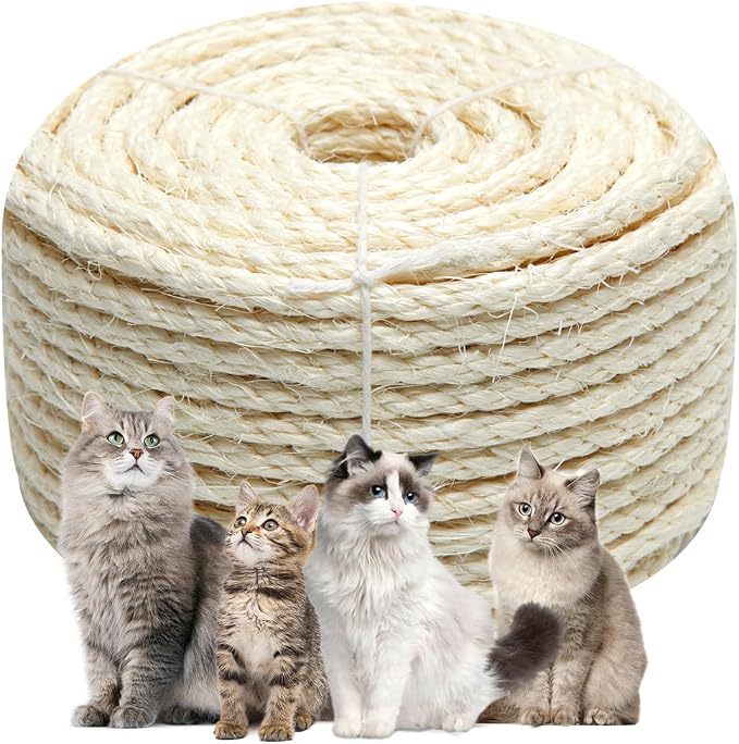 White Sisal Rope 1/6 Inch by 164-Feet by Juomid