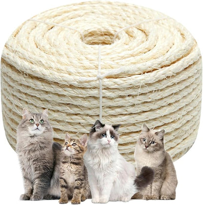 Natural Sisal Rope 1/4 Inch 6mm 164-Feet by Juomid