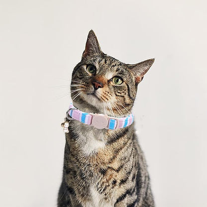 Elegant little tail 2 Pack Cat Collar-Pink Strip Cotton Breakaway Cat Collars - Image 6