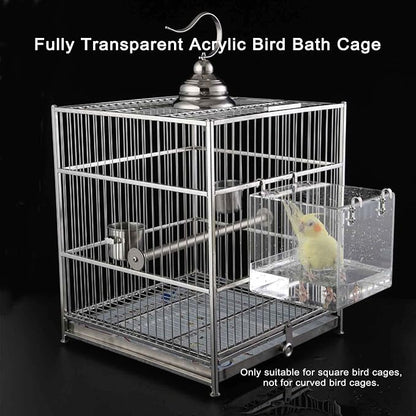 Hanging Cube Bird Bath Cage, Transparent Bird Bathtub Bath Shower - Image 6