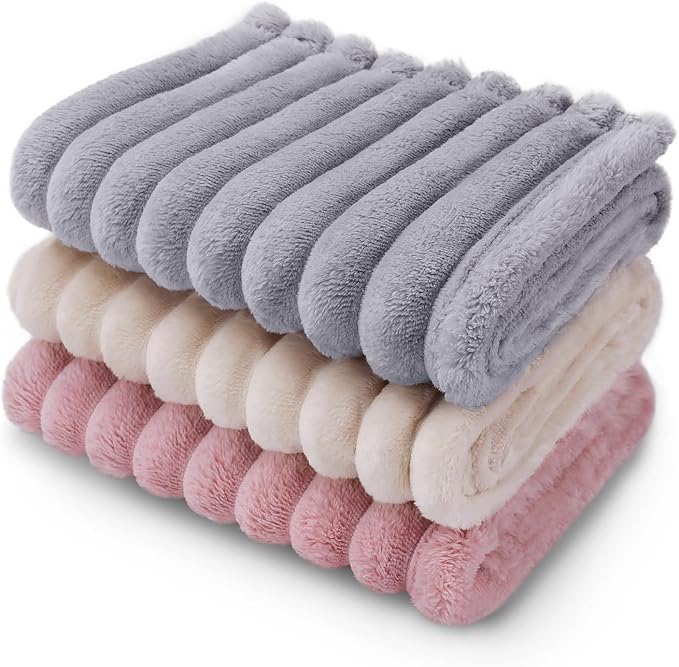 LINENLUX 1 Pack 3 Soft Dog Blanket Washable Warm Fleece Cat Blankets by LINENLUX