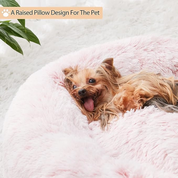 WNPETHOME Calming Dog Bed Cat Bed Donut, Faux Fur Pet Bed Self-Warming Donut - Image 4