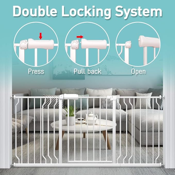 WAOWAO Baby Gate 48.03-52.72" Extra Wide Pressure Mounted Walk Through Swing - Image 4