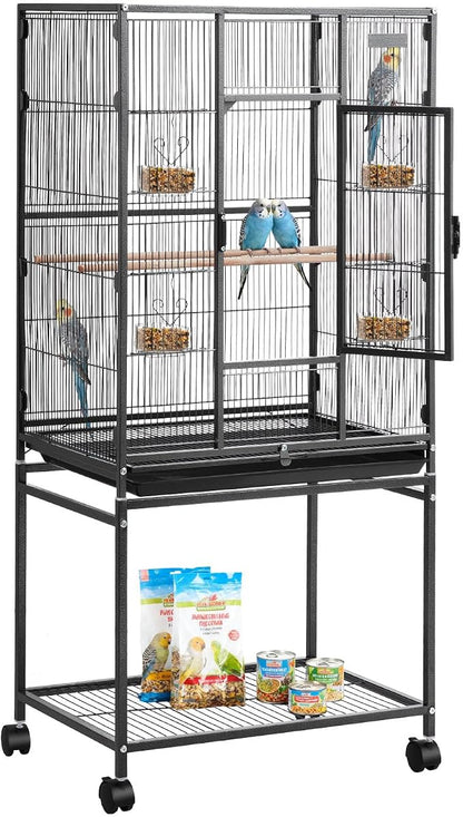 VEVOR Bird Cage, 24.6 x 16.7 x 53.9 inch, Flat Top, Wrought Iron Bird Flight by VEVOR