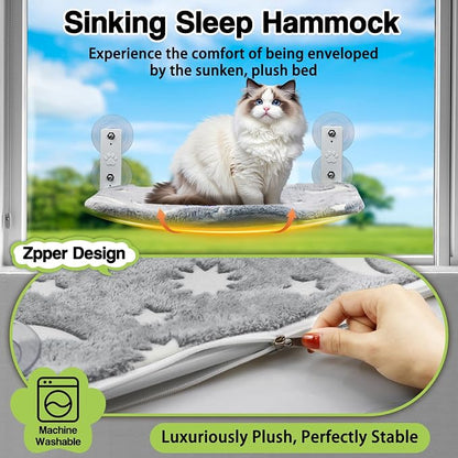Cat Window Perch, Cordless Foldable Pet Hammock Bed Glow in The Dark, Glowing - Image 5