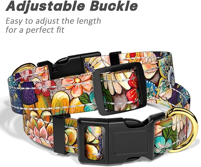 Reflective Dog Collar for Medium Dogs, Cute Boho Adjustable Heavy-Duty Nylon - Image 6
