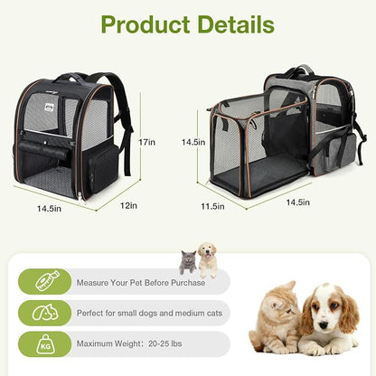 Lekebobor Large Cat Backpack Carrier Expandable Pet Carrier Backpack - Image 2