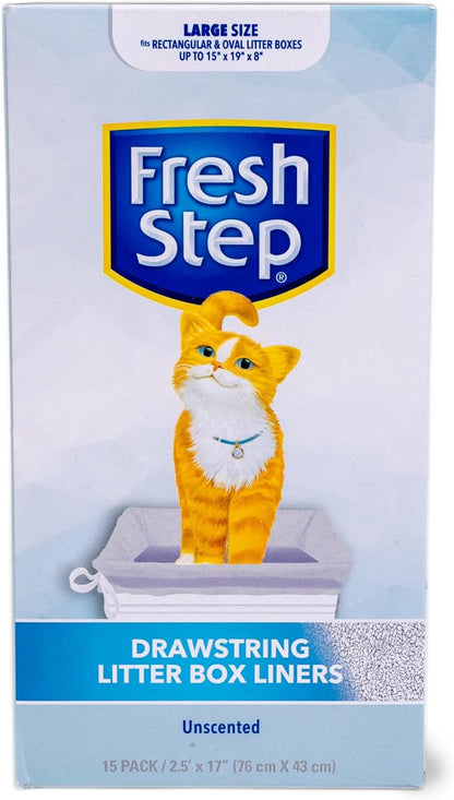 Fresh Step Drawstring Cat Litter Box Liners, Unscented Heavy Duty Kitty Litter - Image 2