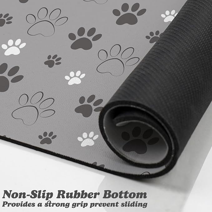 Dog Food Mat, Absorbent Water Bowl Mats Cat Pet Feeding Placemats Light Gray 16 - Image 3