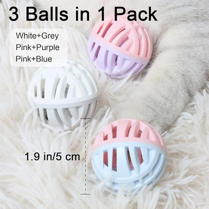 Rubber Cat Toy Balls with Inside Bell, Soft TPR Interactive Cat Ball Toys - Image 2