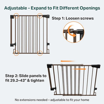 Cumbor 29.2–43" Baby Gate for Stairs, Wall-Mounted, Expandable No Bottom Bar - Image 3