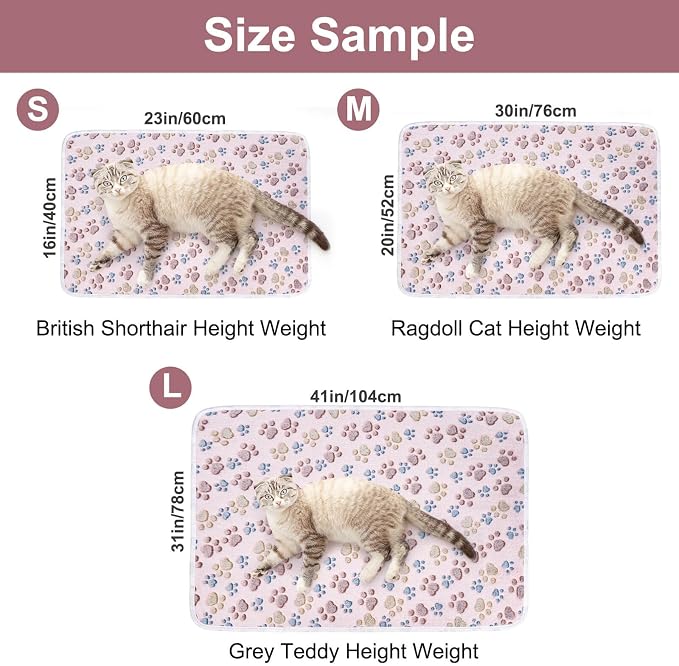 Dono 1 Pack 3 Blankets Soft Fluffy Paw Print Pattern Fleece Pet Blanket Warm - Image 2