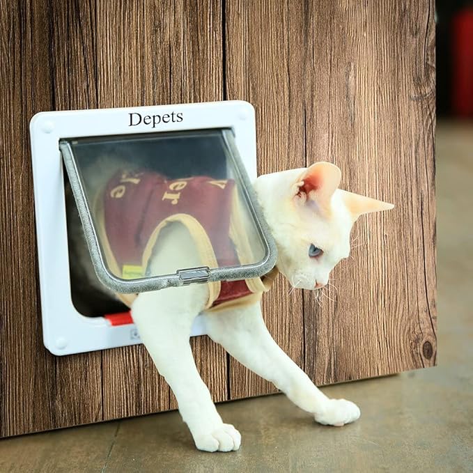Depets Large Cat Door, 4 Way Locking Cat Flap Door - Image 2