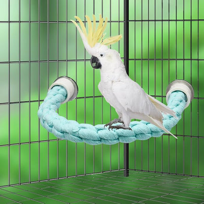 U Shape Bird Parrot Perch Stand Toy, Cotton Bendable Parakeet Standing Climbing - Image 3