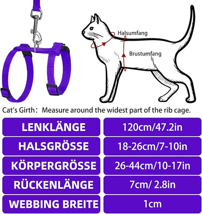 PUPTECK Adjustable Cat Harness and Leash Set Escape Proof Kitten Strap Collar - Image 2