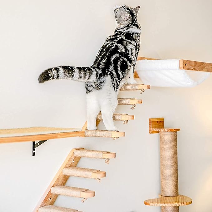 FUKUMARU Cat Hammock Wall Mounted, Kitty Beds and Perches, Wooden Cats Furniture - Image 6