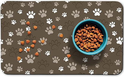 Dog Food Mat, Absorbent Water Bowl Mats Cat Pet Feeding Placemats Brown 16 * 24 by Zoeeya