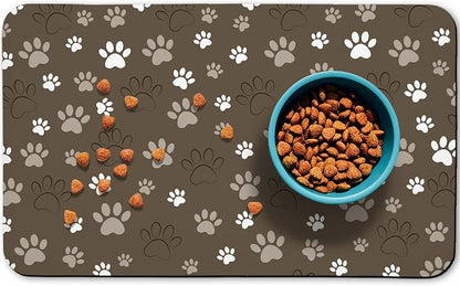 Dog Food Mat, Absorbent Water Bowl Mats Cat Pet Feeding Placemats Brown 12 * 20 by Zoeeya