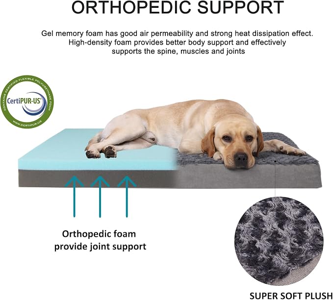 Orthopedic Memory Foam Bed for Large Dogs, Waterproof Cooling Pet Mats for Crate - Image 2