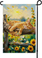 Spring Summer Garden Flag 12x18 inches Double Sided Sleeping Orange Tabby Cat by ALEXMACLIST